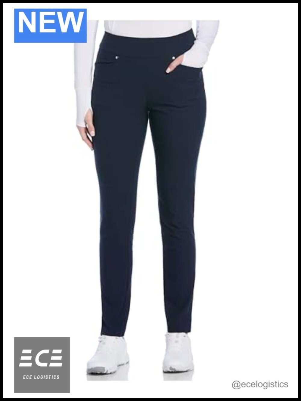 Women's Stretch Golf Pants Pull-On Tummy Control Moisture Wicking Sun Protection